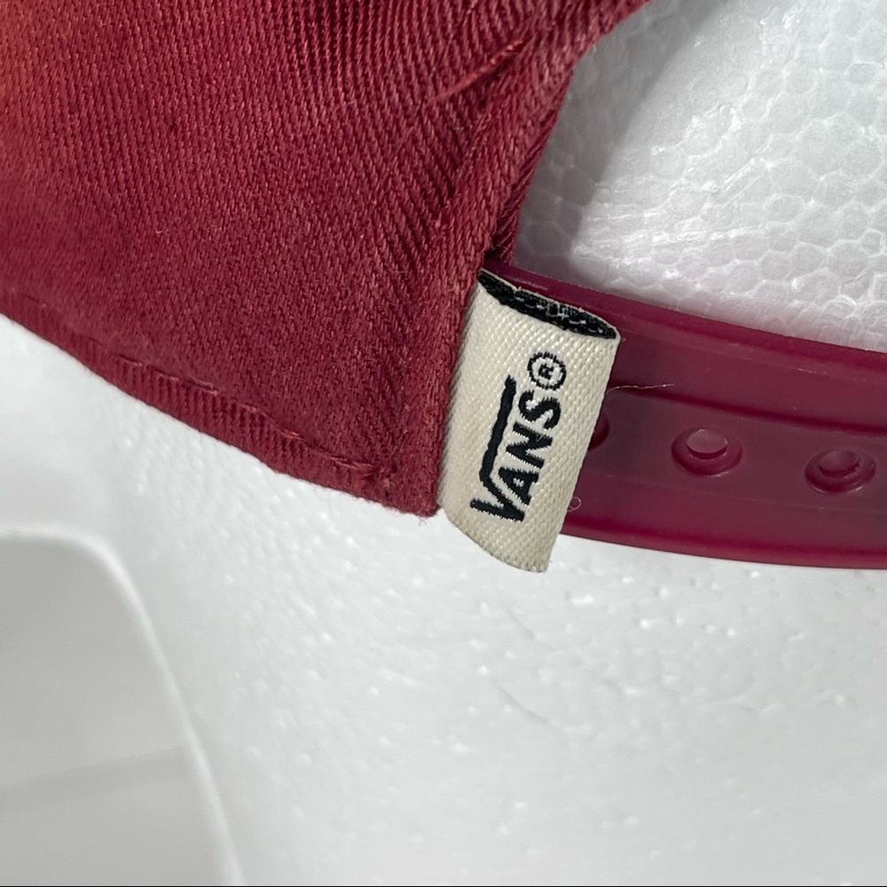 VANS Off The Wall Snapback Flat Brim Skater Hat Garnet Tan White Logo One Size - Picture 5 of 12